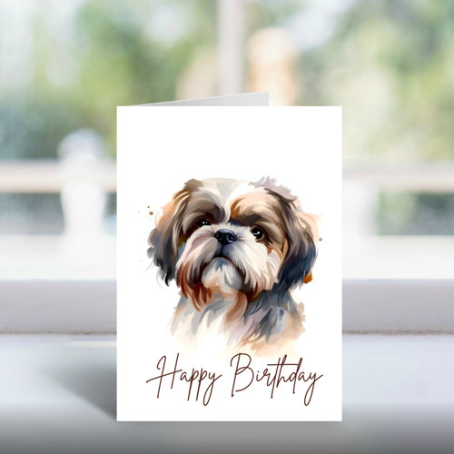 Shih tzu birthday card a5 - shih,