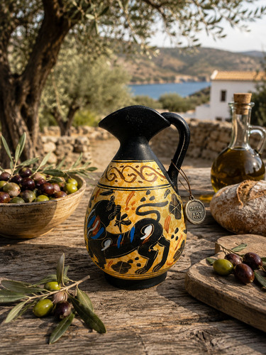Vintage greek pottery jug hand - greek,