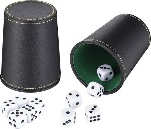 Pack leather dice cup - dice, set