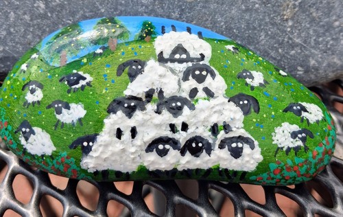 Hand painted pebble stone rock - stone,