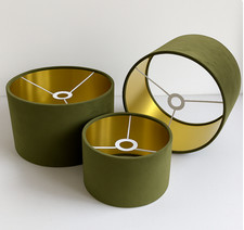 Plush Velvet Lampshade for Home & Hotel, Brushed Gold Lining Handmade in the Uk.
