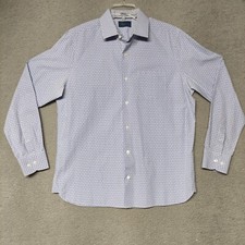 Fairline Mens Long Sleeves Button Shirt Size Large Regular Blue White Checks