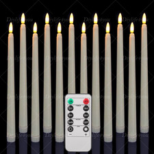 12PCS Flickering Flameless LED Taper Candles Light & Remote Control Timer Dimmer