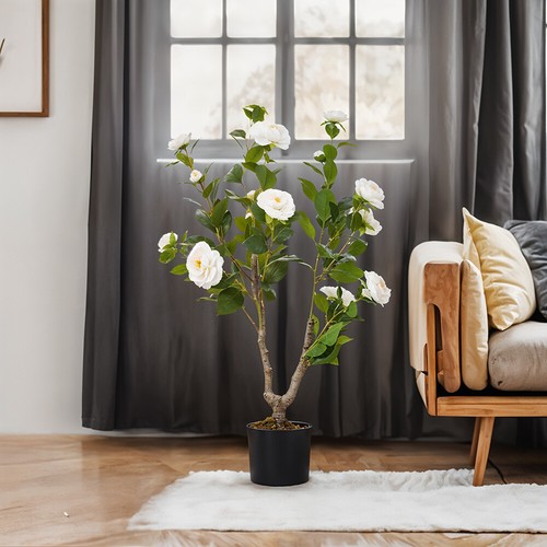 White artificial camellia - white,