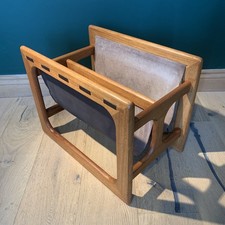 Danish Retro Vintage Teak and Leather Magazine Rack Salin Mobler 1970s