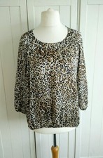 Debenhams Animal Leopard Print 3/4 Sleeve Top Size 12