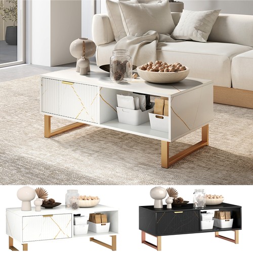 Marble effect coffee table - marble-effect,