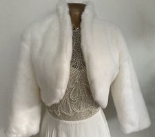 MONSOON IVORY FAUX FUR SHRUG