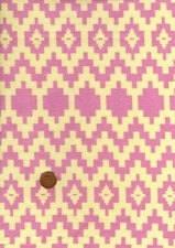 100% Cotton Fabric Indian Lawn Geometric Border Stripe Pink Yellow Patchwork