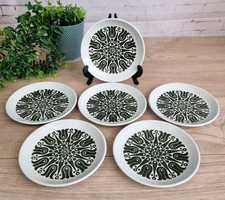 VTG 6 x Bilton White & Green Ironstone Staffordshire Tableware Side Plates 6.5"