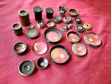 Lot Antique Vintage Old Glass Scientific Optical Lens,Condenser,Brass,Eyepiece