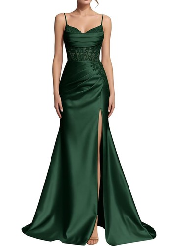 Spaghetti straps satin ruched - satin,