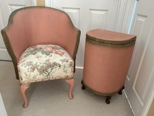 Lloyd Loom Chair and Laundry Basket in dusty pink