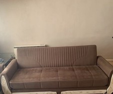 2 Brown Sofa Bed (3+2) Seats