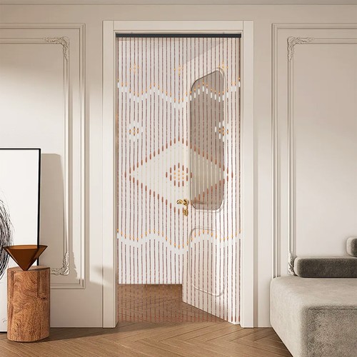 Bamboo wood beaded valance - wood,