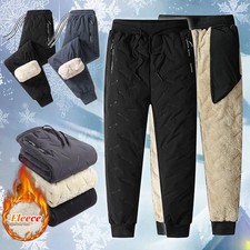Men Winter Fleece Lined Thick Thermal Trousers Athletic Joggers Loose Warm Pants