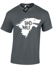 BAD DIRE WOLF MENS T SHIRT GHOST DRAGON CROWS NORTH KING CASTLE BLACK NEW
