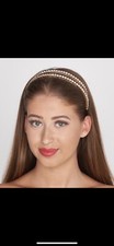 Gold hair band diamante double