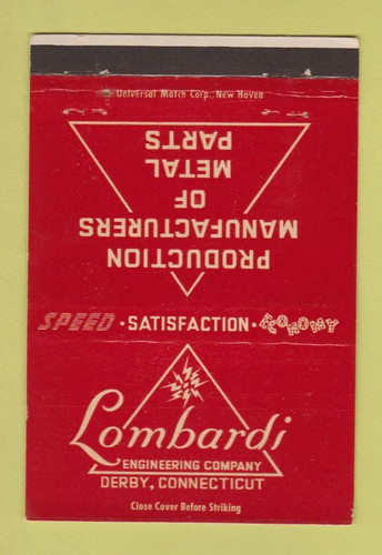 Matchbook cover lombardi - matchbook,