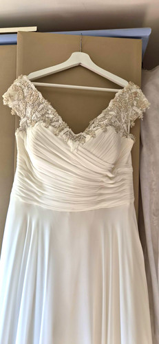 Ivory line chiffon lace - ivory, a-line