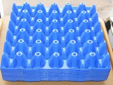 Job Lot of 50 Blue Plastic Egg Trays. Each tray holds 30 eggs. Stackable.