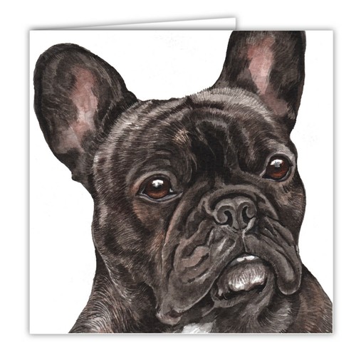 Black french bulldog greetings - french,