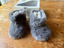 KIDS UGGS GREY LEATHER BOOTS