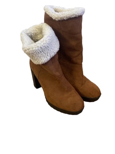 Tan faux sheep skin boots - faux,