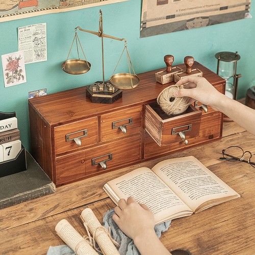 Vintage wooden desktop storage - vintage,