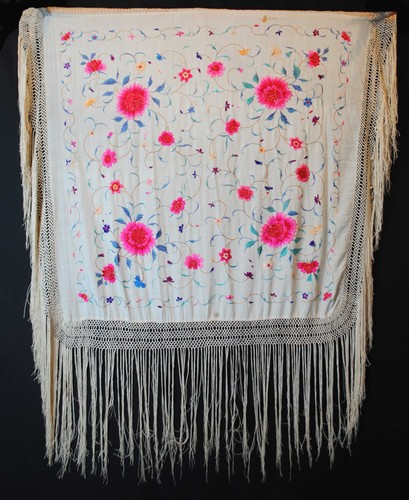 Vintage floral fringed piano - vintage,