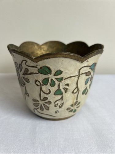 Solid brass plant pot - plant,
