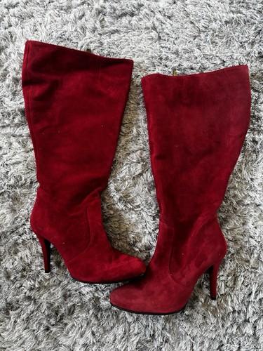 Red duo heeled boots