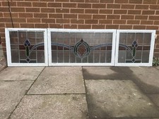 Reclaimed art nouveau stained glass window panels 