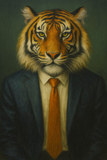 Tiger In Suit Animal Portrait