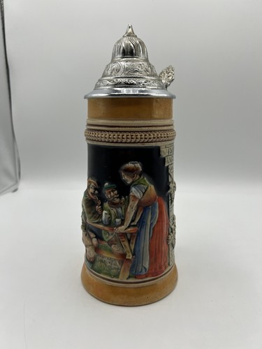 German pewter lid beer - pewter,