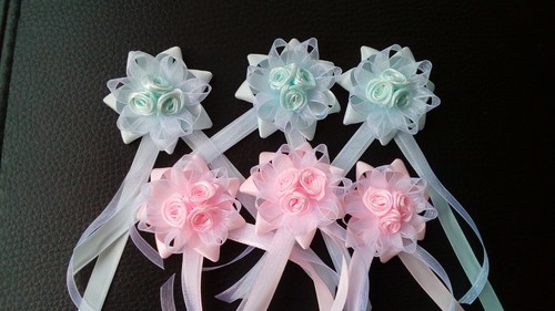 Satin organza flower - 5x, satin/organza