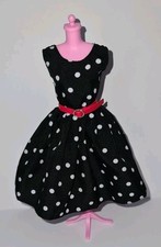 Sindy Doll Spotted Dress Black Fits Sindy  Outfit Only - Ready To Ship