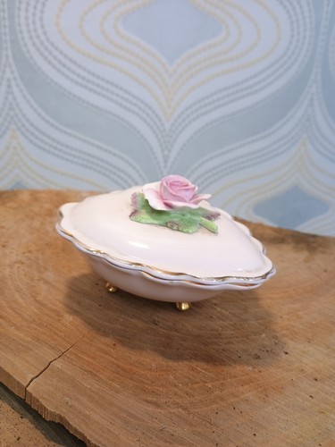 Pink trinket dish - pink, flower