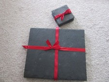 Black Slate - Set of 4 placemats and coasters - Handmade.  Heavy.  