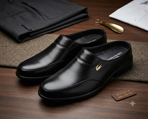 Mens black leather slip - mens, slip-on