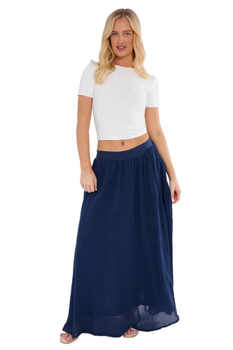 Italian crinkle cotton skirt - italian,