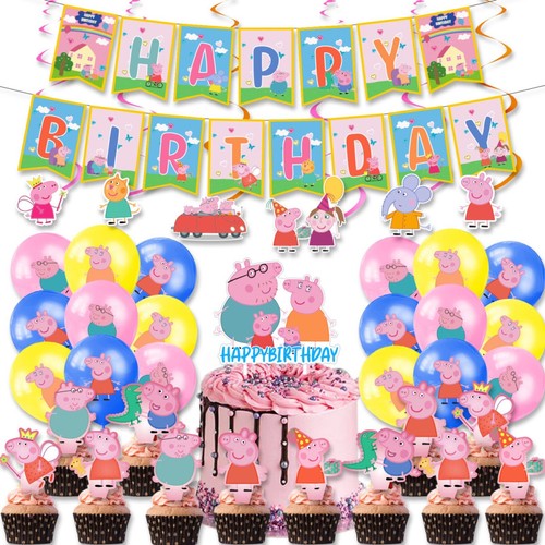 Peppa pig balloons banner - pig,