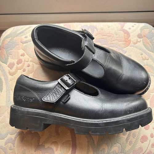 Kickers black leather bar - black,