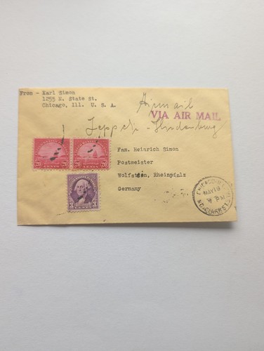 Usa airmail cover zeppelin - airmail,