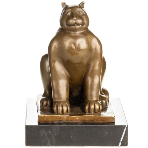 Bronze sculpture cat on - ,