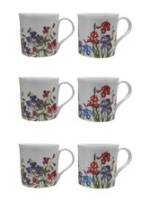 6x Orchid Mugs Fine Bone China