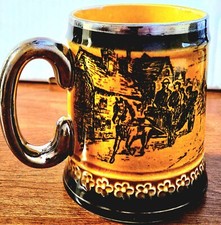 VIntage Silver Handled Mug with Single Horse Carriage Scene Japan Post War.