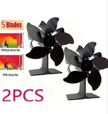 Domfish Stove Fan 5 Blades for Wood Burning Stove 60C 5LB Pack of 2