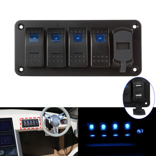 Gang blue led 24v rocker - gang, 12/24v