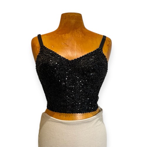 Vintage black sequin - vintage, bralette
